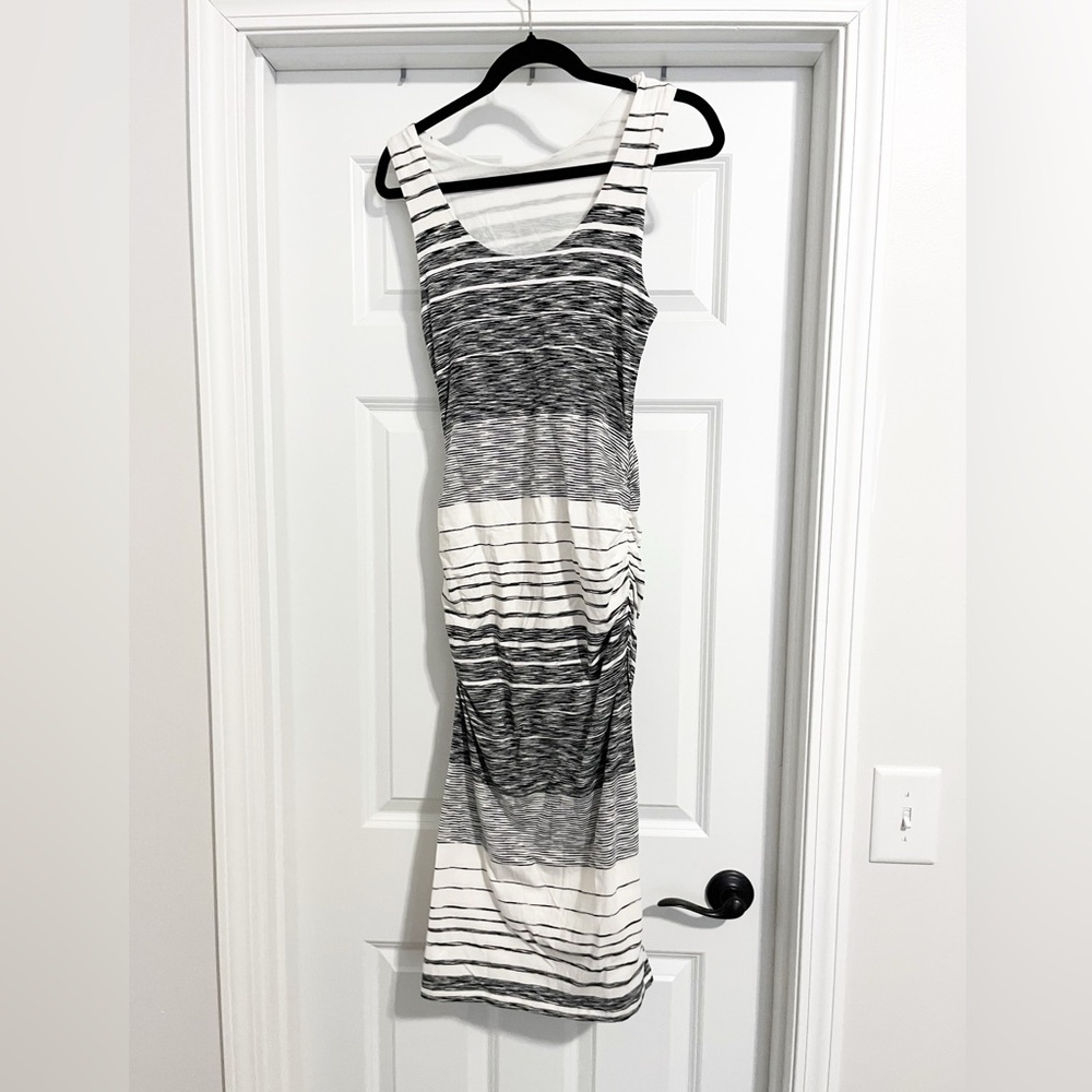 ATHLETA Comeback Striped Ombre Space Dye Ruched Knit Dress